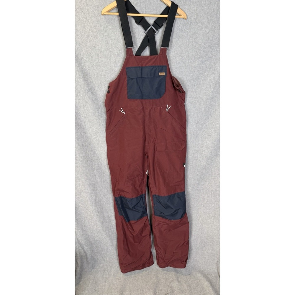 RIDE SNOWBOARDING Men's Medium CENTRAL BIB Snow Pants Burgundy Navy